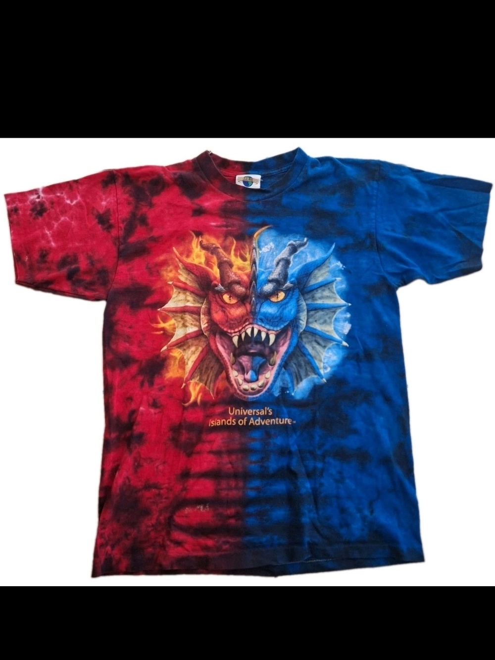 Vintage Universal Studios Dueling Dragons Tie Dye T-Shirt 1999 Medium Distressed